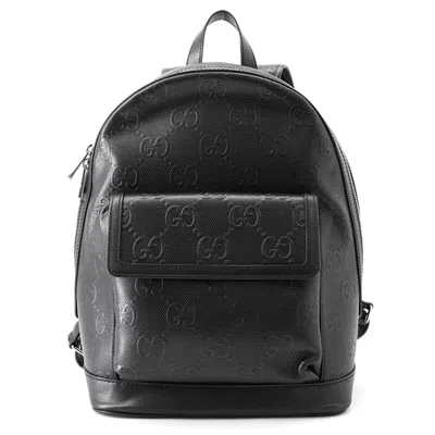 Pre-owned Gucci Black Embossed Leather Backpack ()