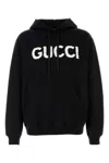 Gucci Men Black Hoodie With Embroidered Logo On The Front In Cotton Man In Black