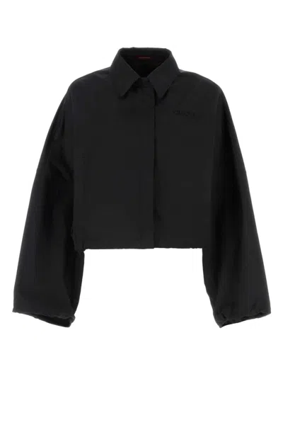 GUCCI BLACK EMBROIDERED LOGO JACKET
