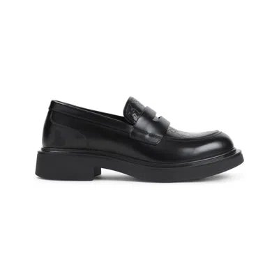 Gucci Black Enki Calf Leather Loafers In Multi
