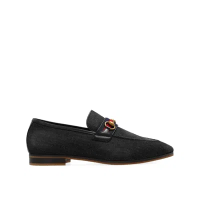 Gucci Horsebit-detail Denim Loafers In Black