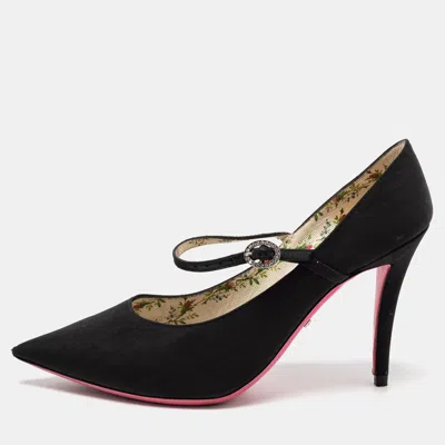 Pre-owned Gucci Black Fabric Virginia Mary Jane Pumps Size 36.5