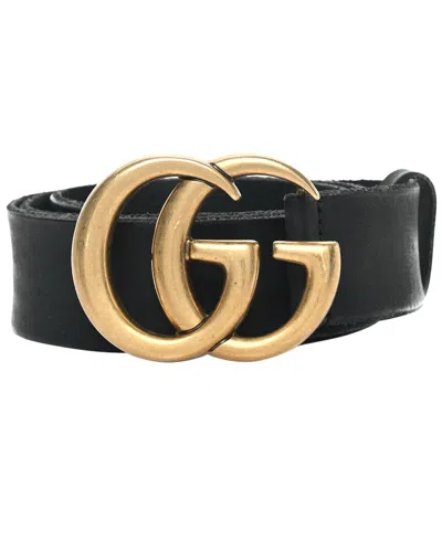 Gucci Black Faded Calfskin Leather Faded Double G 40mm Belt (authentic Pre-  Loved)