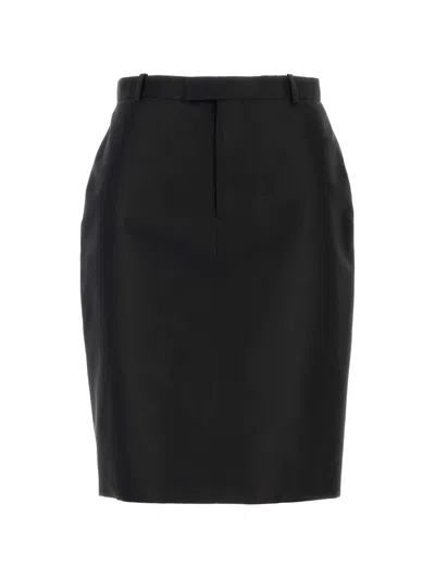 Gucci Fine Silk Faille Skirt In Black