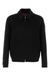 Gucci Black Jacket With Classic Collar And Front Zip Closure In Wool Man In Black