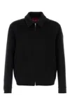 Gucci Men Black Jacket With Classic Collar And Web Motif On The Waist In Cotton Man In Black