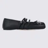 Gucci Leather Bow Detail Squared Toe Ballet Flats In Black