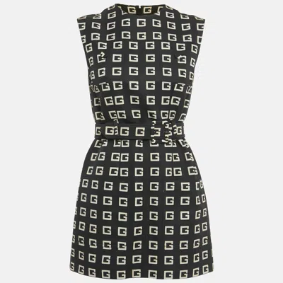 Pre-owned Gucci Black G Print Cotton Blend Belted Tunic S