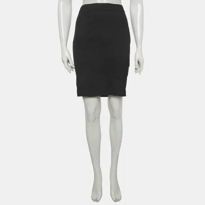 Pre-owned Gucci Black Gabardine Button Detail Short Skirt M