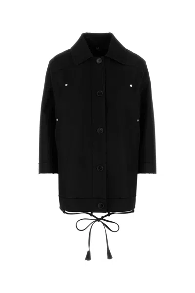 Gucci Gabardine Jacket With Collared Neck And Drawstring Hem In Black