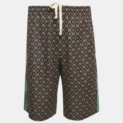 Pre-owned Gucci Black Gg And Star Print Cotton Web Trim Shorts Xl