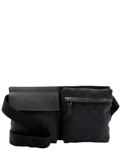 Gucci Black Gg Canvas & Leather & Nylon Double Pocket Belt Bag (authentic Pre-  Loved) In Purple