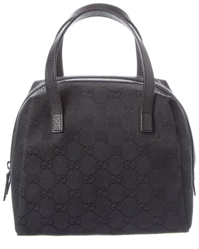 Pre-owned Gucci Black Gg Canvas & Leather Balthus Cosmetic Pouch (authentic Pre-loved)