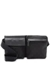 Gucci Black Gg Canvas & Leather Double Pocket Belt Bag (authentic Pre-loved)
