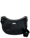 Gucci Black Gg Canvas & Leather Shoulder Bag (authentic ) In Black