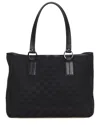 Gucci Black Gg Canvas & Leather Tote In Black