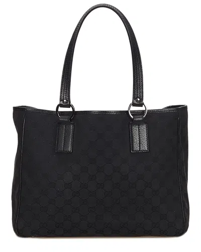 Gucci Black Gg Canvas & Leather Tote