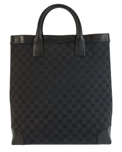 Gucci Black Gg Canvas & Leather Tote (authentic Pre-loved)