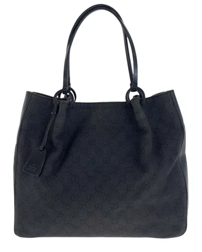 Gucci Black Gg Canvas & Leather Tote (authentic Pre-loved)