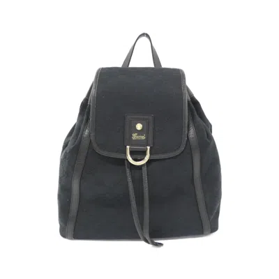 Pre-owned Gucci Black Gg Canvas Backpack ()