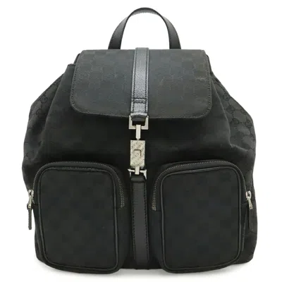 Pre-owned Gucci Black Gg Canvas Backpack ()