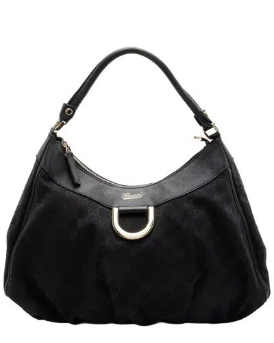 Gucci Black Gg Canvas D Ring Medium Hobo (authentic Pre-loved)