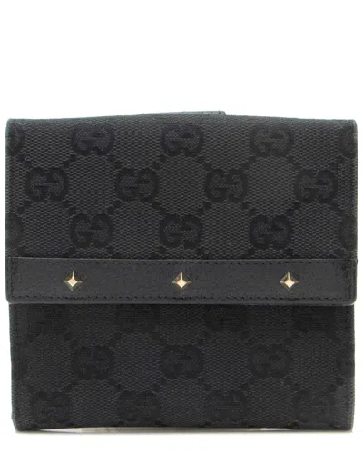 Gucci Black Gg Canvas Gg Studded French Wallet (authentic Pre-loved) In Blue