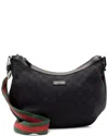 Gucci Black Gg Canvas Half Moon Medium Messenger (authentic Pre-loved)