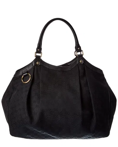Gucci Black Gg Canvas Large Sukey Tote (authentic Pre-loved) In Blue