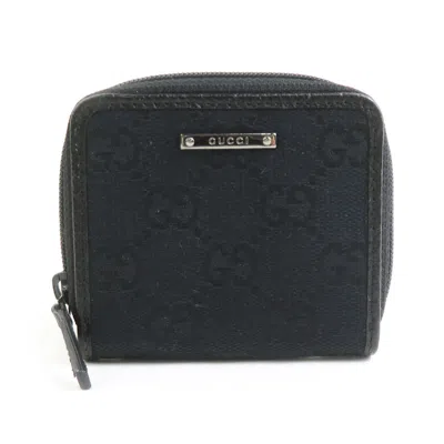 Pre-owned Gucci Black Gg Canvas Leather Coin Purse/coin Case ()
