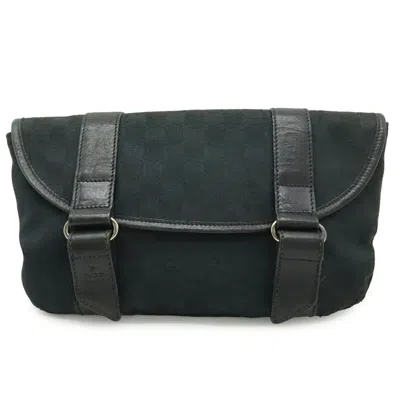 Pre-owned Gucci Black Gg Canvas Leather Fanny Pack Pouch Sling Bag ()