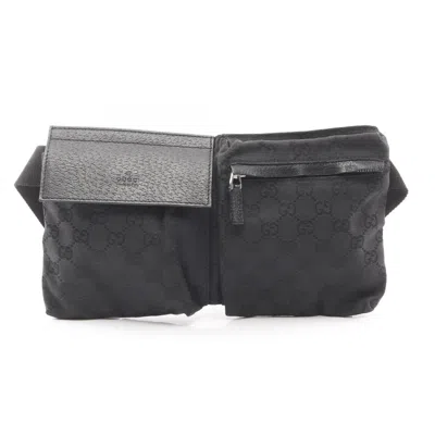 Pre-owned Gucci Black Gg Canvas Leather Fanny Pack Sling Bag ()