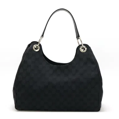 Pre-owned Gucci Black Gg Canvas Leather Handbag Shoulder Bag ()