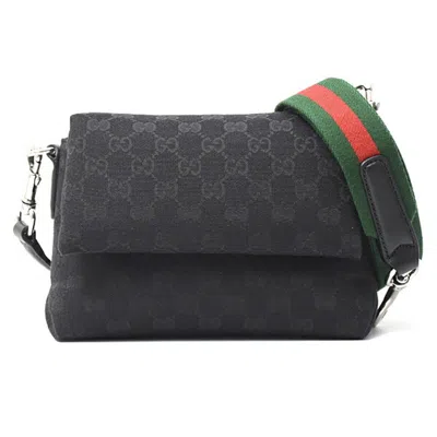 Pre-owned Gucci Black Gg Canvas Leather Handbag Shoulder Bag ()