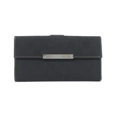 Pre-owned Gucci Black Gg Canvas Leather Long Wallet (tri-fold) ()