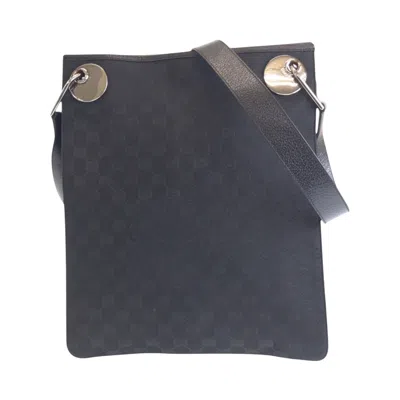 Pre-owned Gucci Black Gg Canvas Leather Pochette Shoulder Bag ()