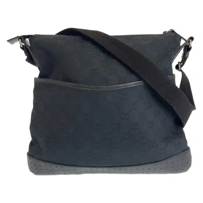 Pre-owned Gucci Black Gg Canvas Leather Pochette Shoulder Bag ()