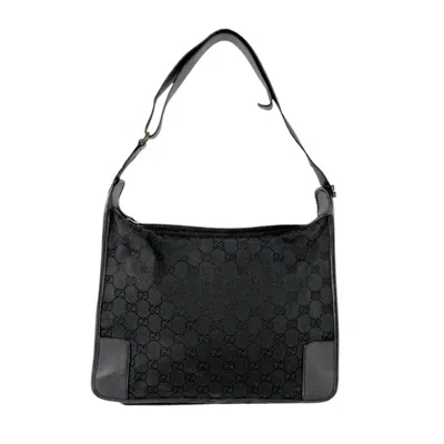 Pre-owned Gucci Black Gg Canvas Leather Shoulder Bag ()