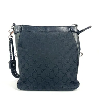 Pre-owned Gucci Black Gg Canvas Leather Shoulder Bag ()