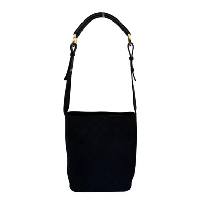 Pre-owned Gucci Black Gg Canvas Leather Shoulder Bag ()