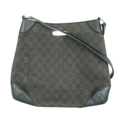 Pre-owned Gucci Black Gg Canvas Leather Shoulder Bag ()