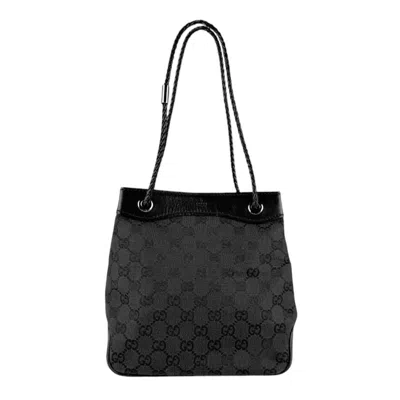 Pre-owned Gucci Black Gg Canvas Leather Shoulder Bag ()