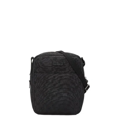 Pre-owned Gucci Black Gg Canvas Leather Shoulder Bag ()