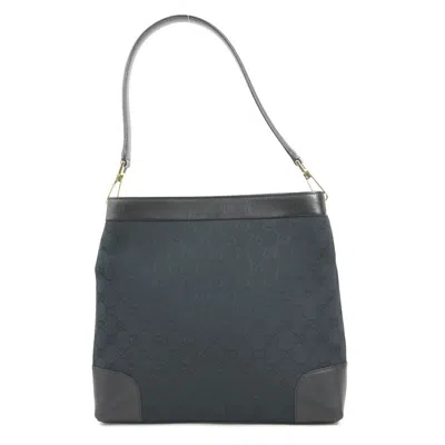 Pre-owned Gucci Black Gg Canvas Leather Shoulder Bag ()