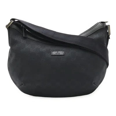 Pre-owned Gucci Black Gg Canvas Leather Shoulder Bag ()