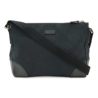 Pre-owned Gucci Black Gg Canvas Leather Shoulder Bag ()