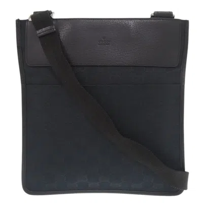 Pre-owned Gucci Black Gg Canvas Leather Shoulder Bag ()