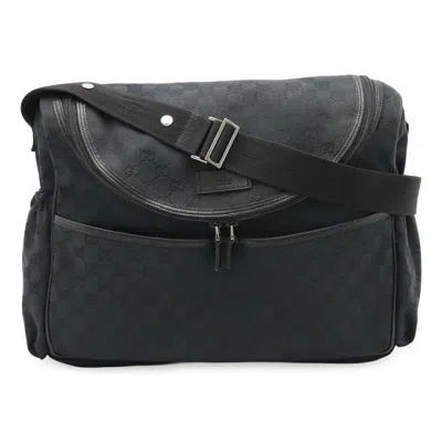 Pre-owned Gucci Black Gg Canvas Leather Shoulder Bag ()