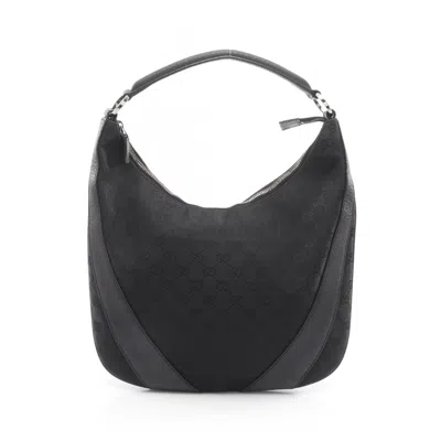 Pre-owned Gucci Black Gg Canvas Leather Shoulder Bag ()