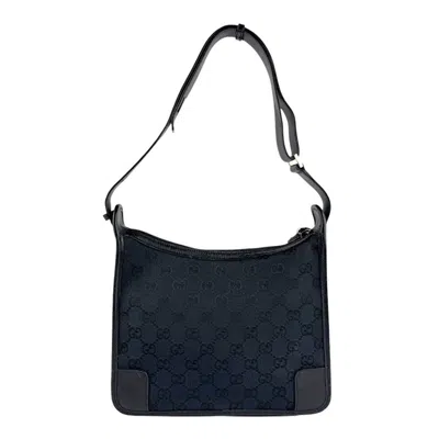 Pre-owned Gucci Black Gg Canvas Leather Shoulder Bag ()